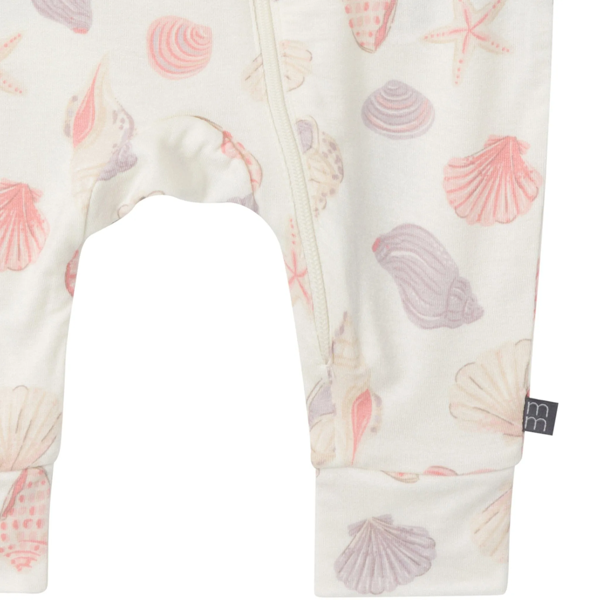 2-Pack Baby Girls Ivory Seashells Zip Front Rompers