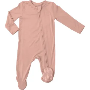 2 Way Zipper Ruffle Footie - Peach Solid
