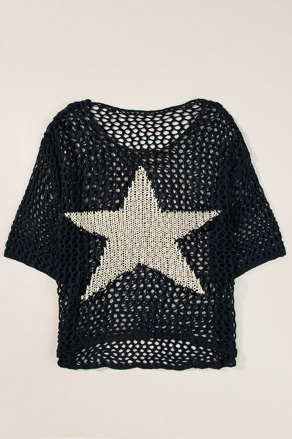 Alexandra Openwork Star Boat Neck Knit Cover Up