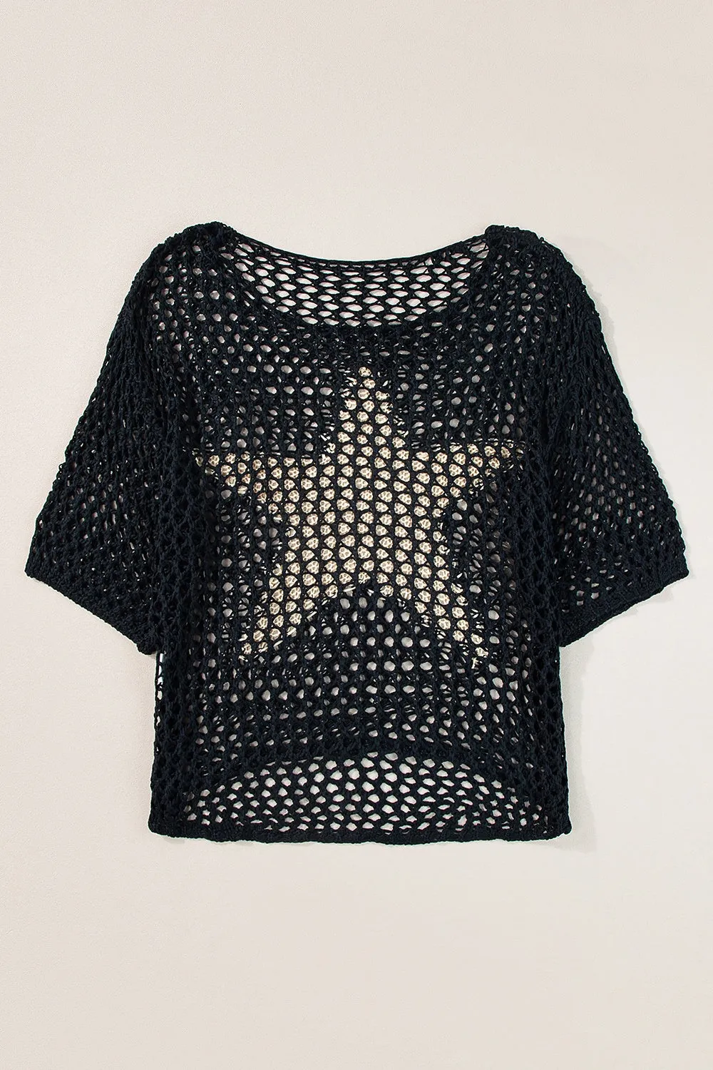 Alexandra Openwork Star Boat Neck Knit Cover Up