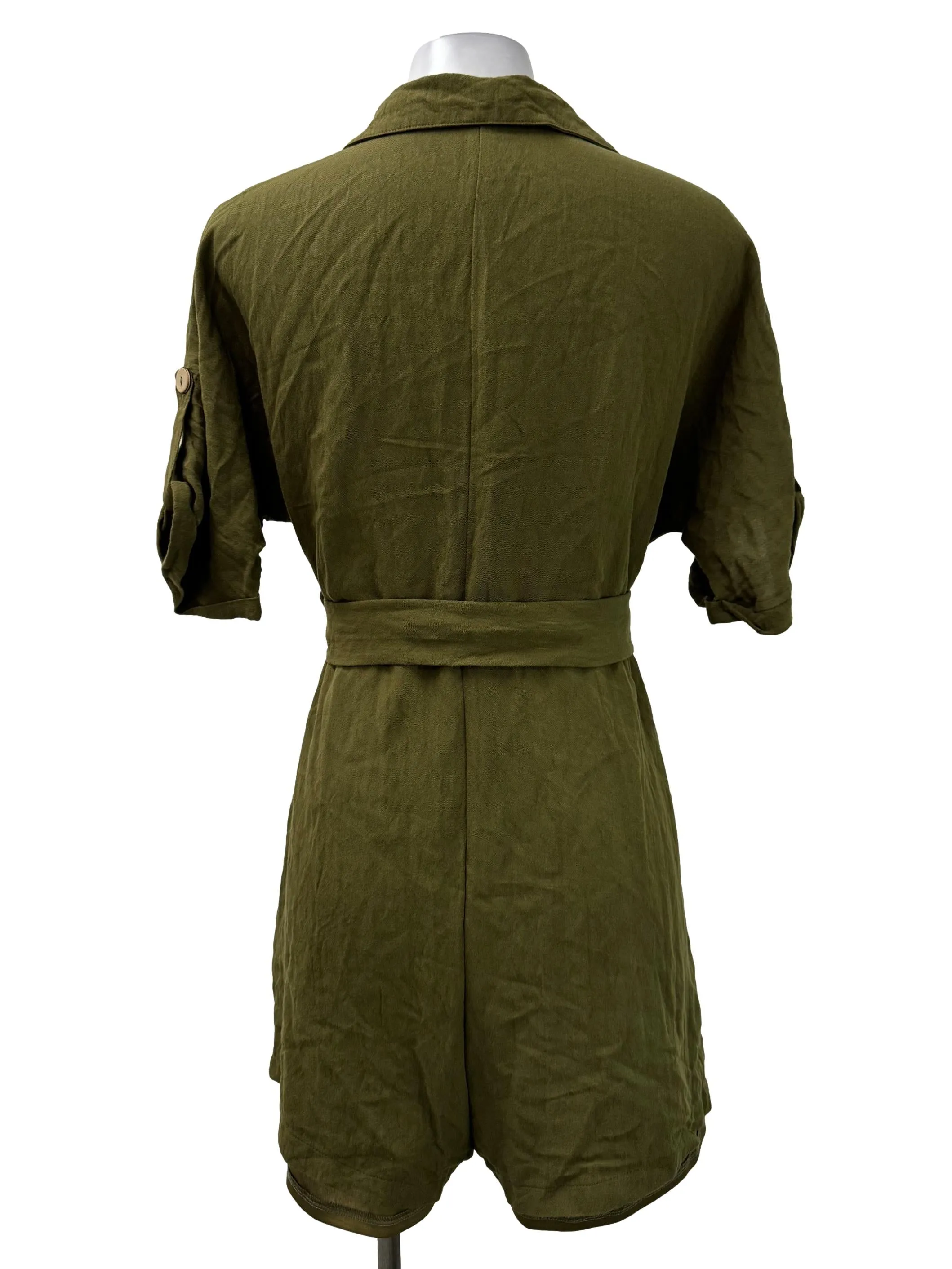 Army Green Button Romper