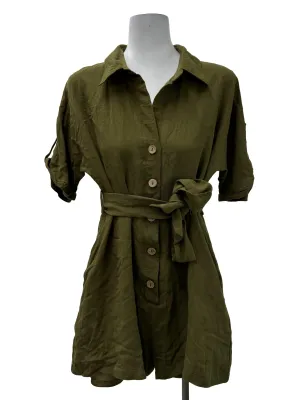 Army Green Button Romper