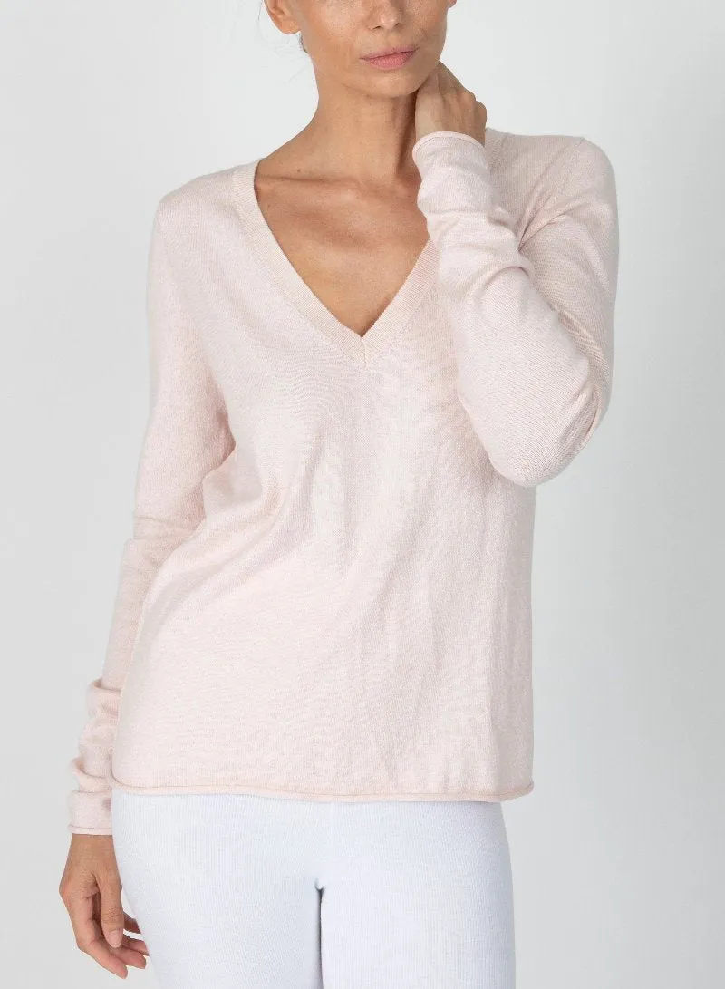 ATM - V-Neck Sweater in Pink Camellia