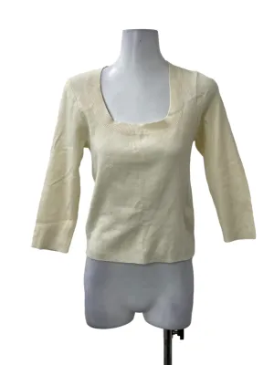 Beige Knitted Square Neck Top