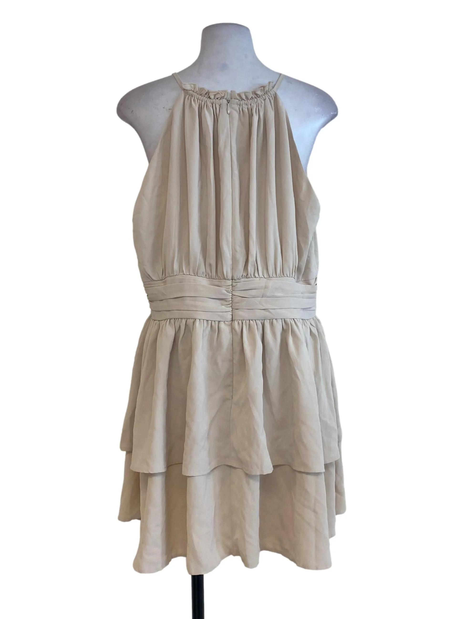 Beige Tiered Rompers