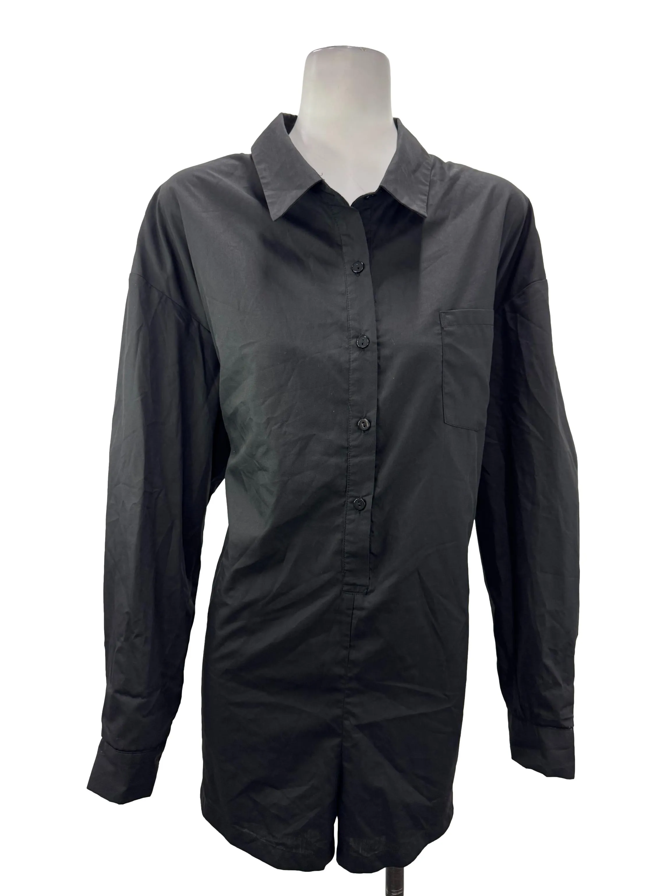 Black Button Down Romper