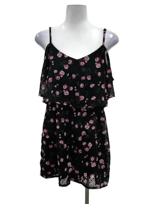 Black Floral Panelled Romper