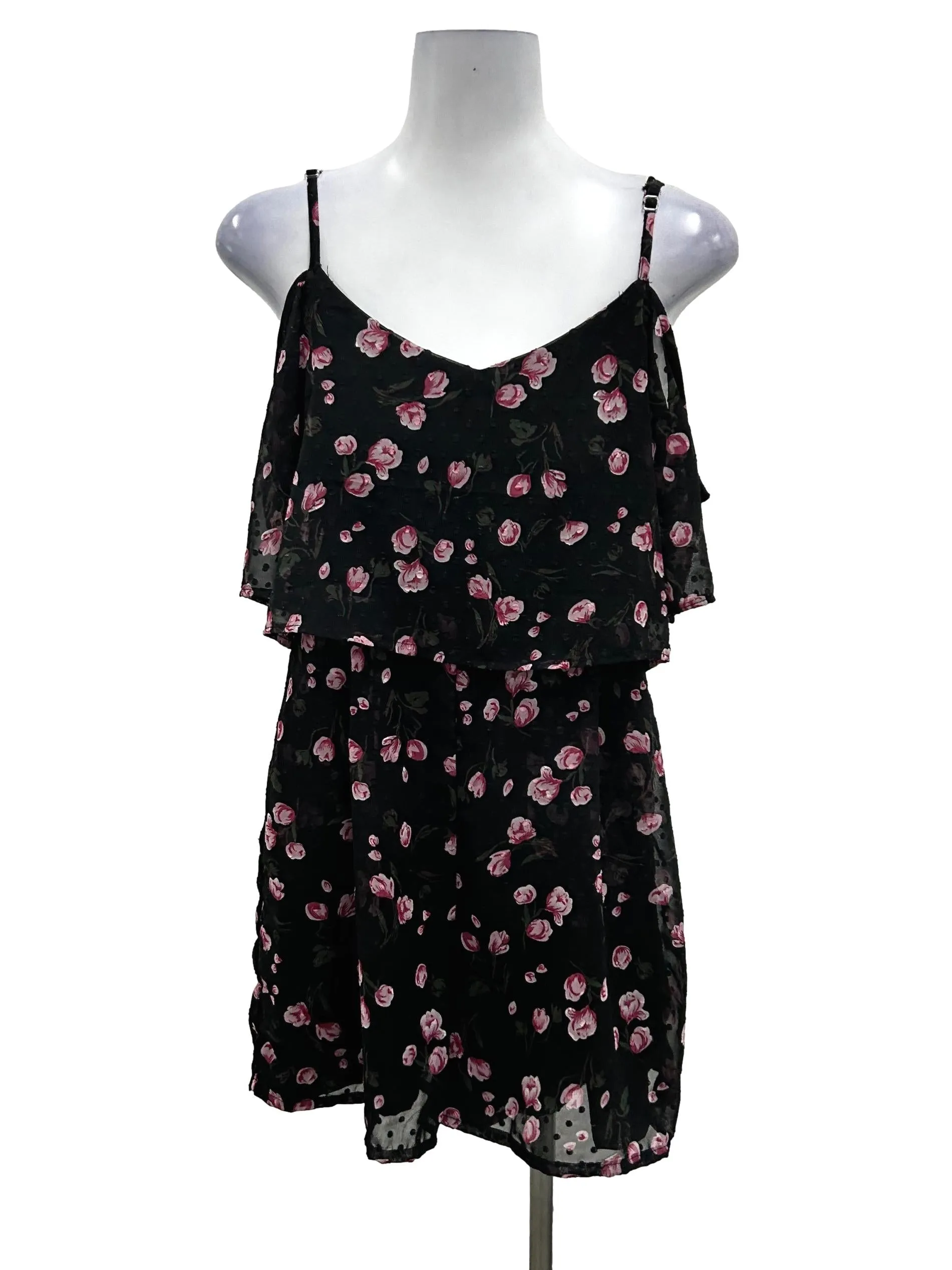Black Floral Panelled Romper