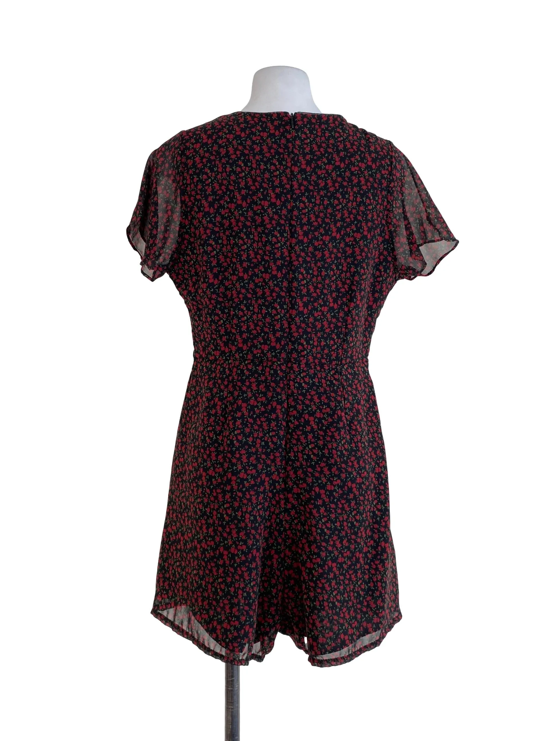 Black Floral Rompers Overall