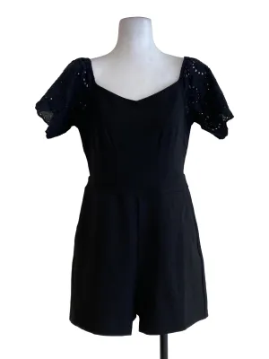 Black Floral Sleeve Rompers