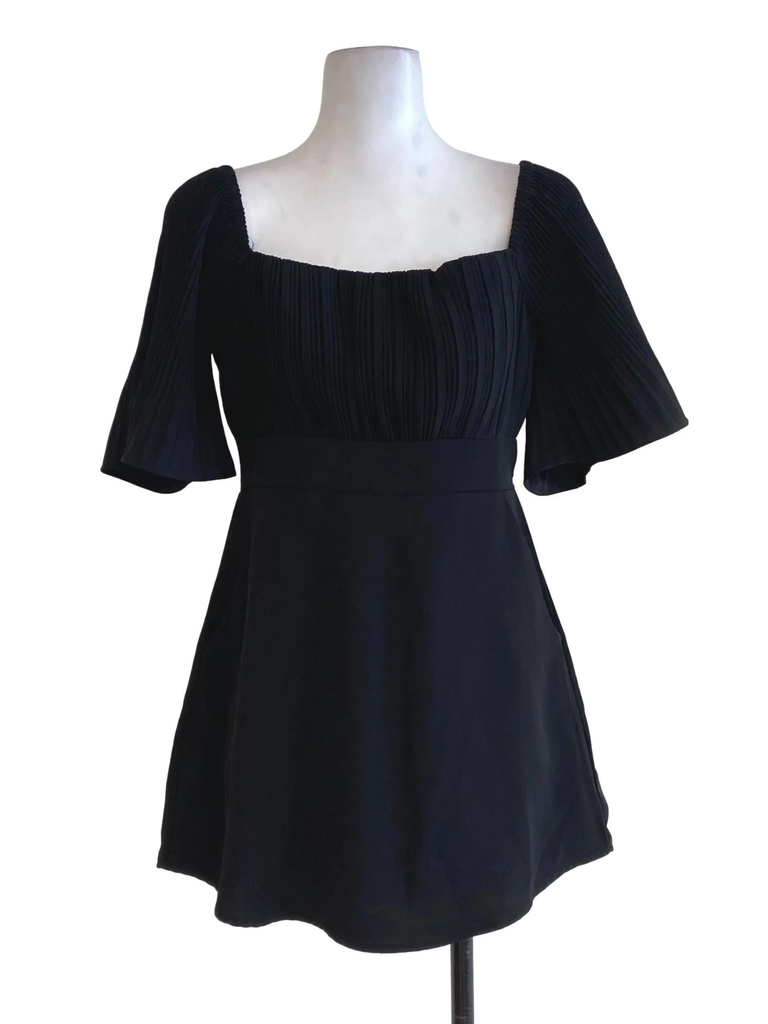 Black Half Pleated Rompers