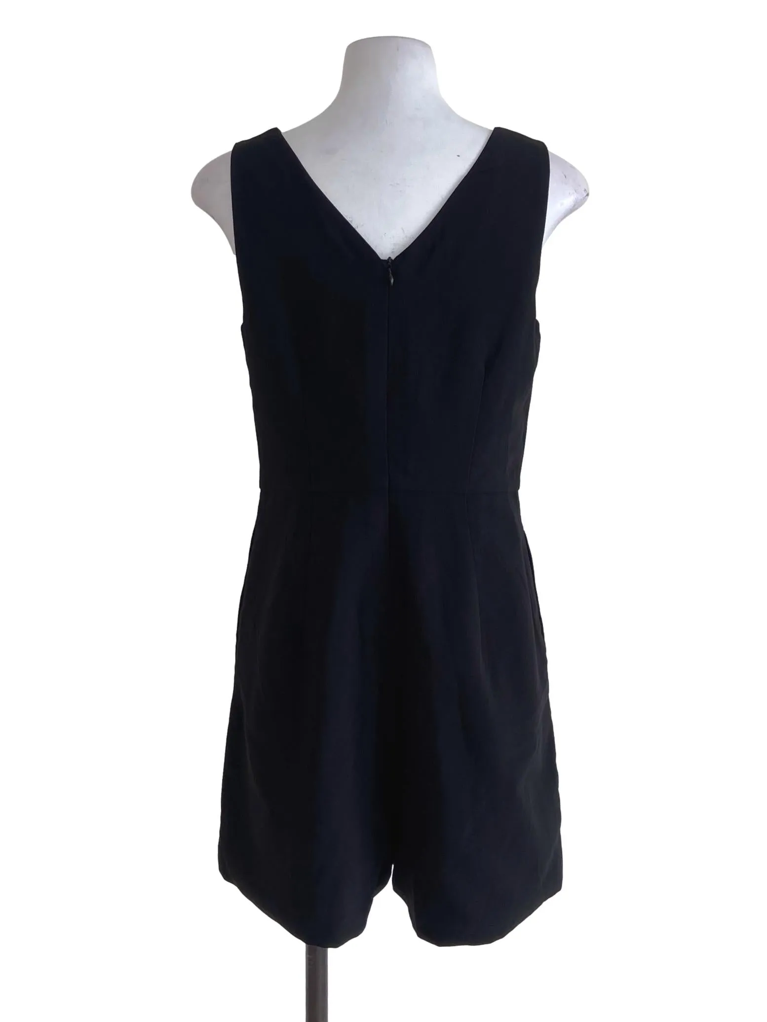 Black Plain Sleeveless Rompers