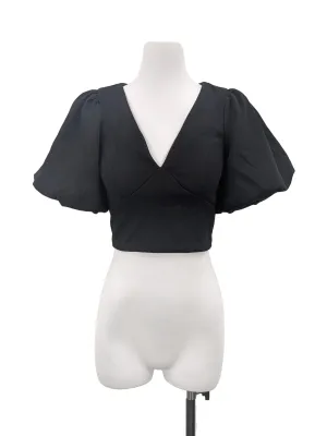 Black Puffy Sleeve Top