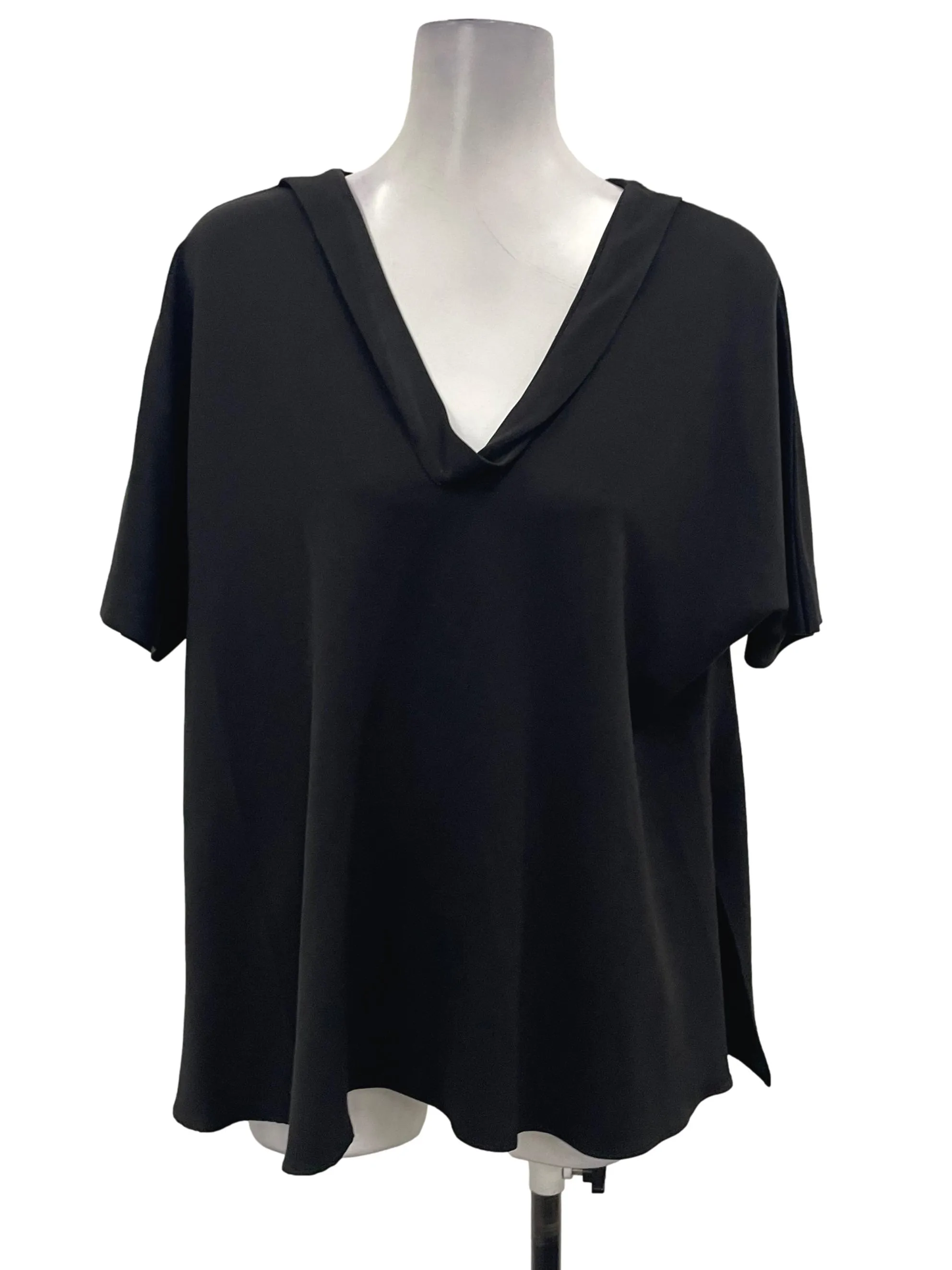 Black V-Neck Sleeve Top