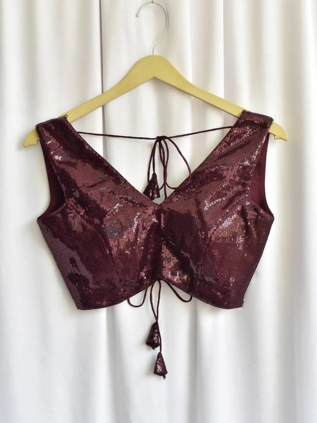 Blouse - Wine Sequin Sleeveless