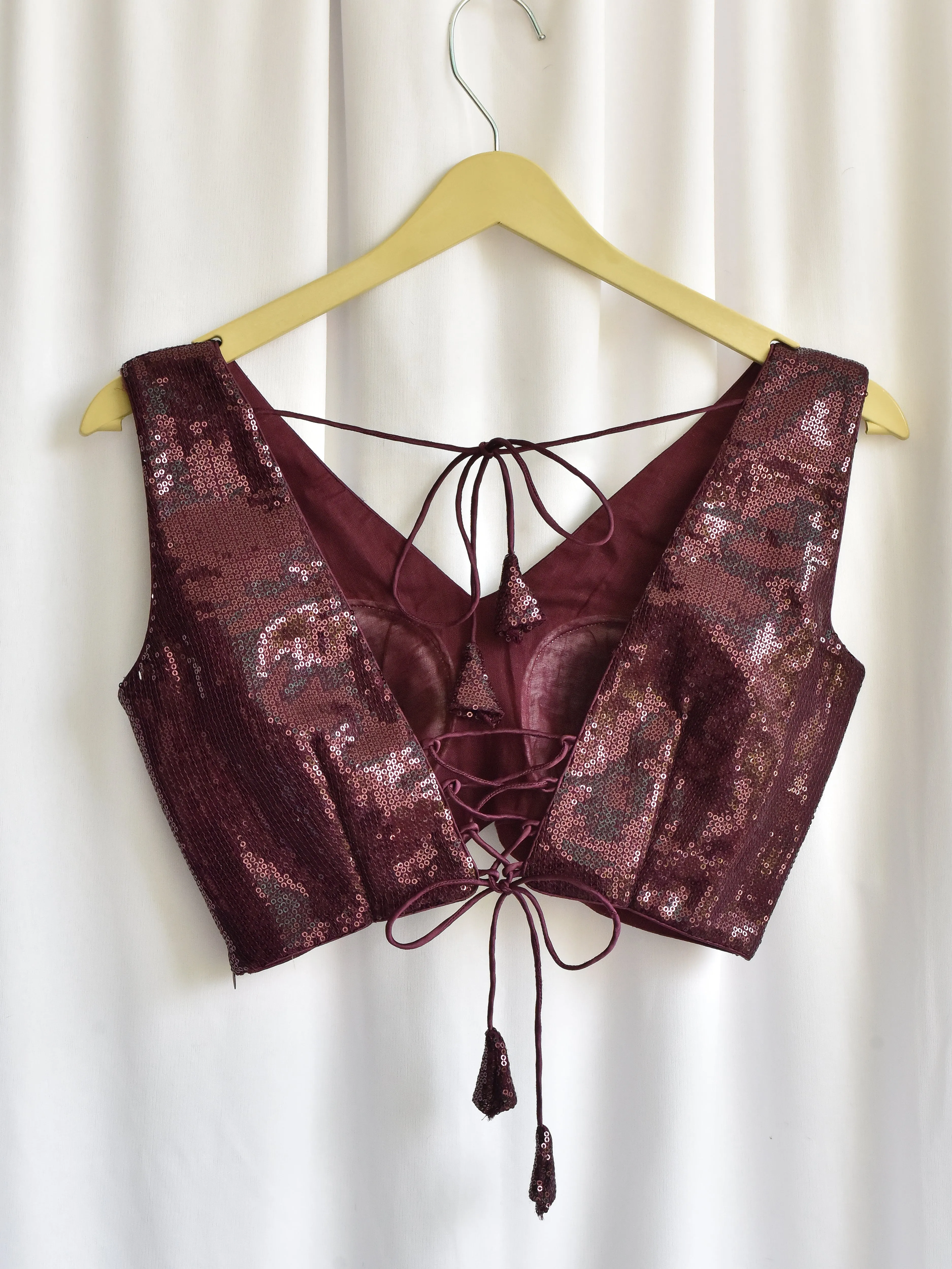 Blouse - Wine Sequin Sleeveless