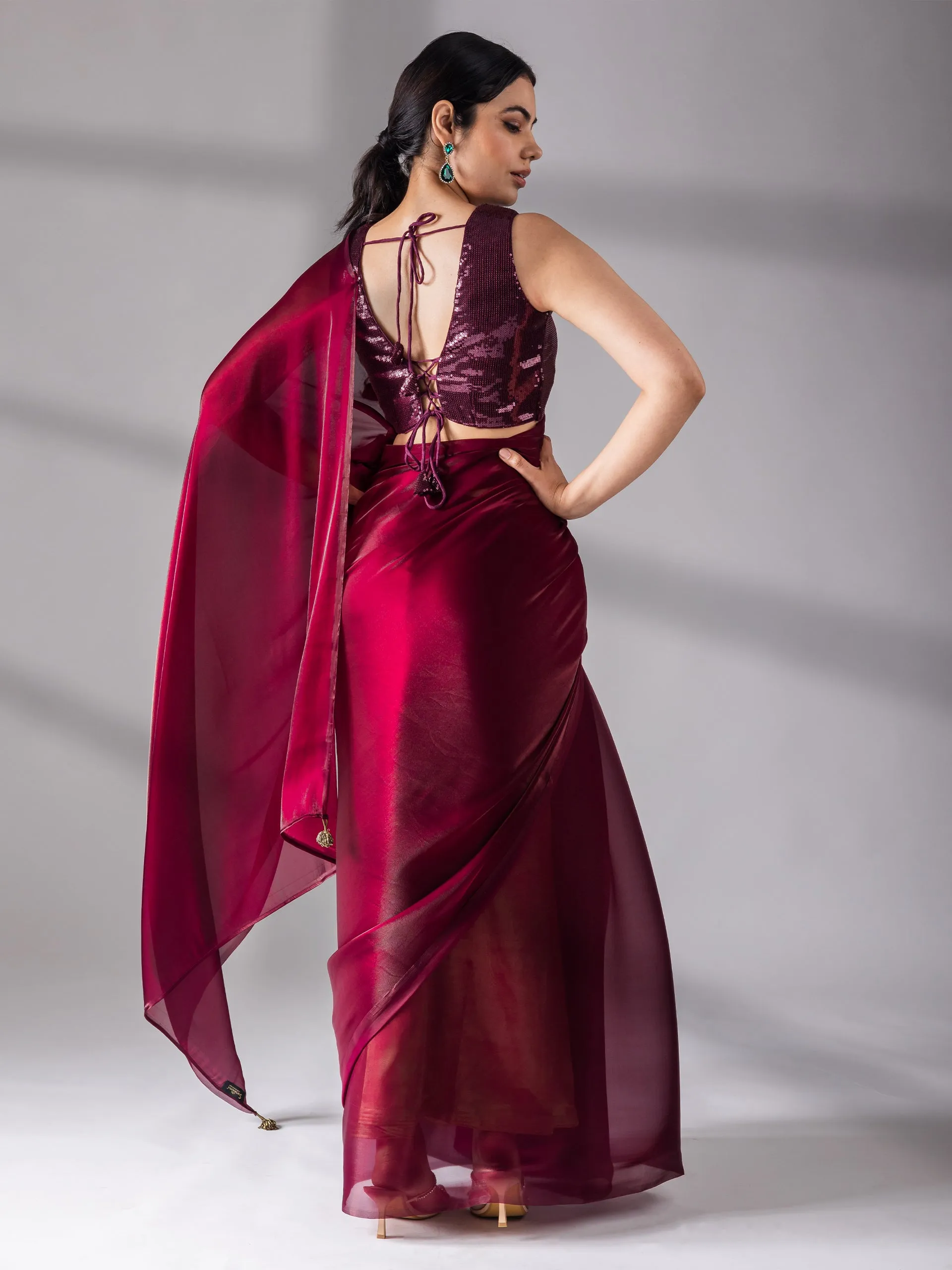 Blouse - Wine Sequin Sleeveless