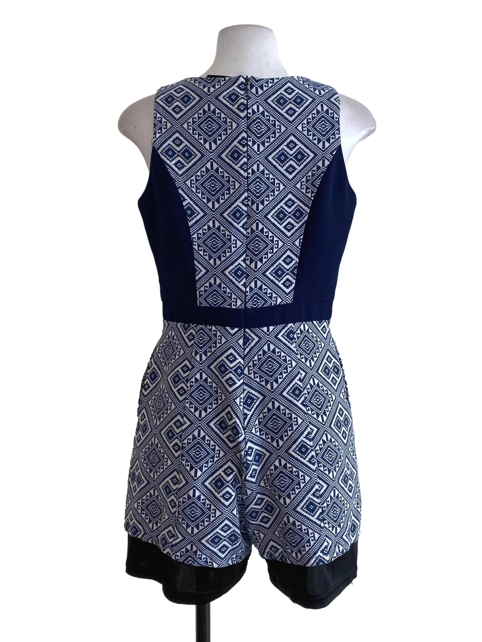 Blue V Neck Tweed Rompers
