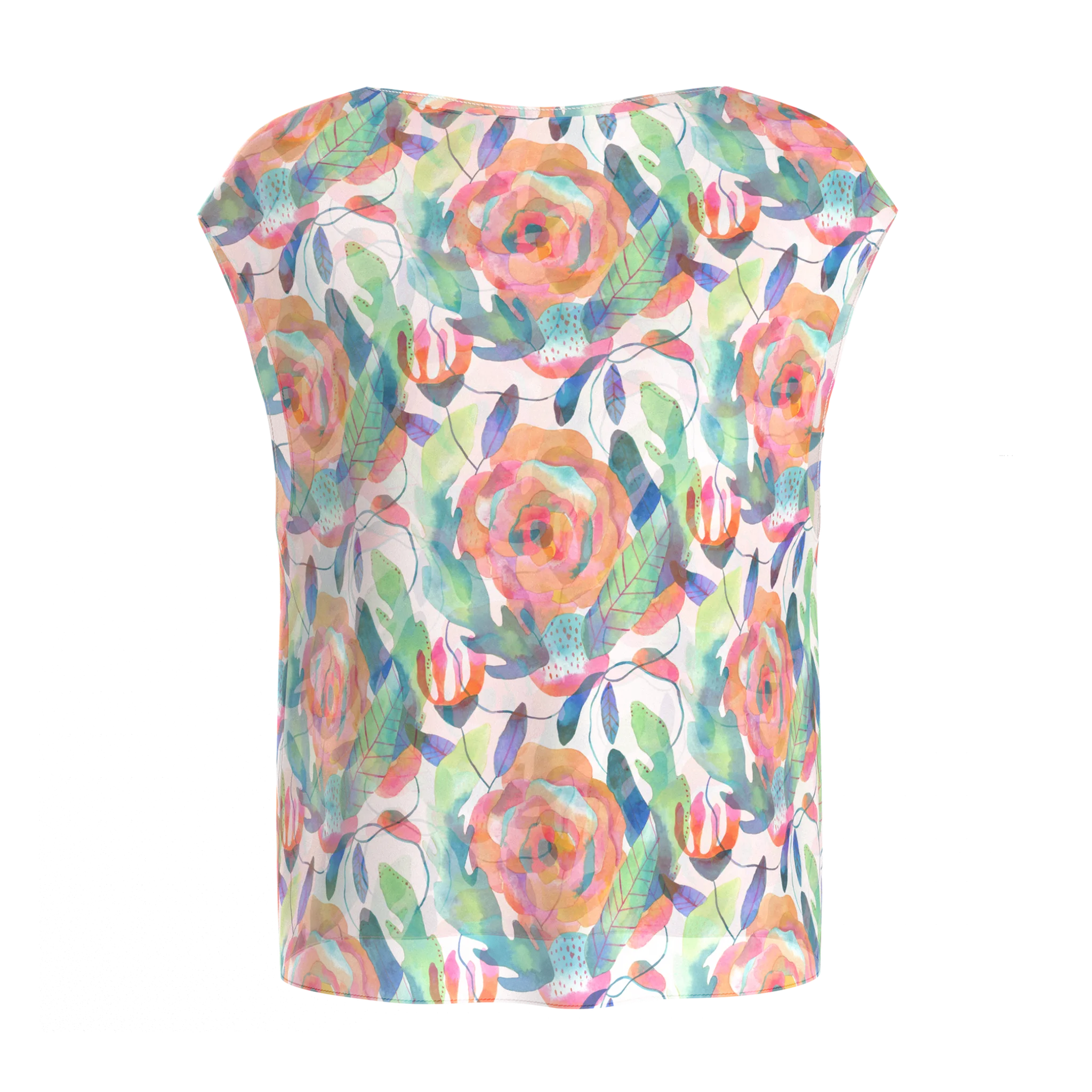 Boat Neck Blossoms Blouse