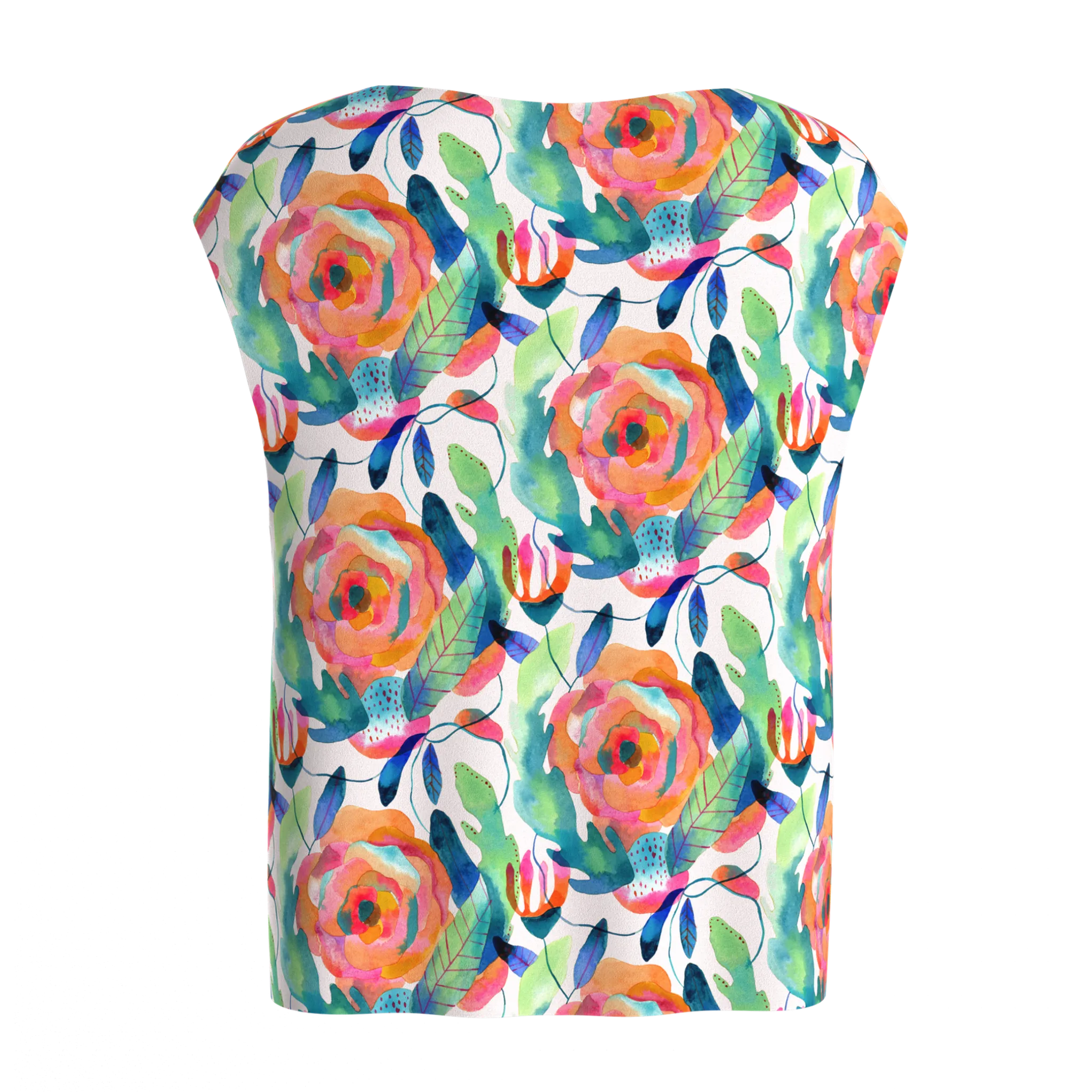 Boat Neck Blossoms Blouse