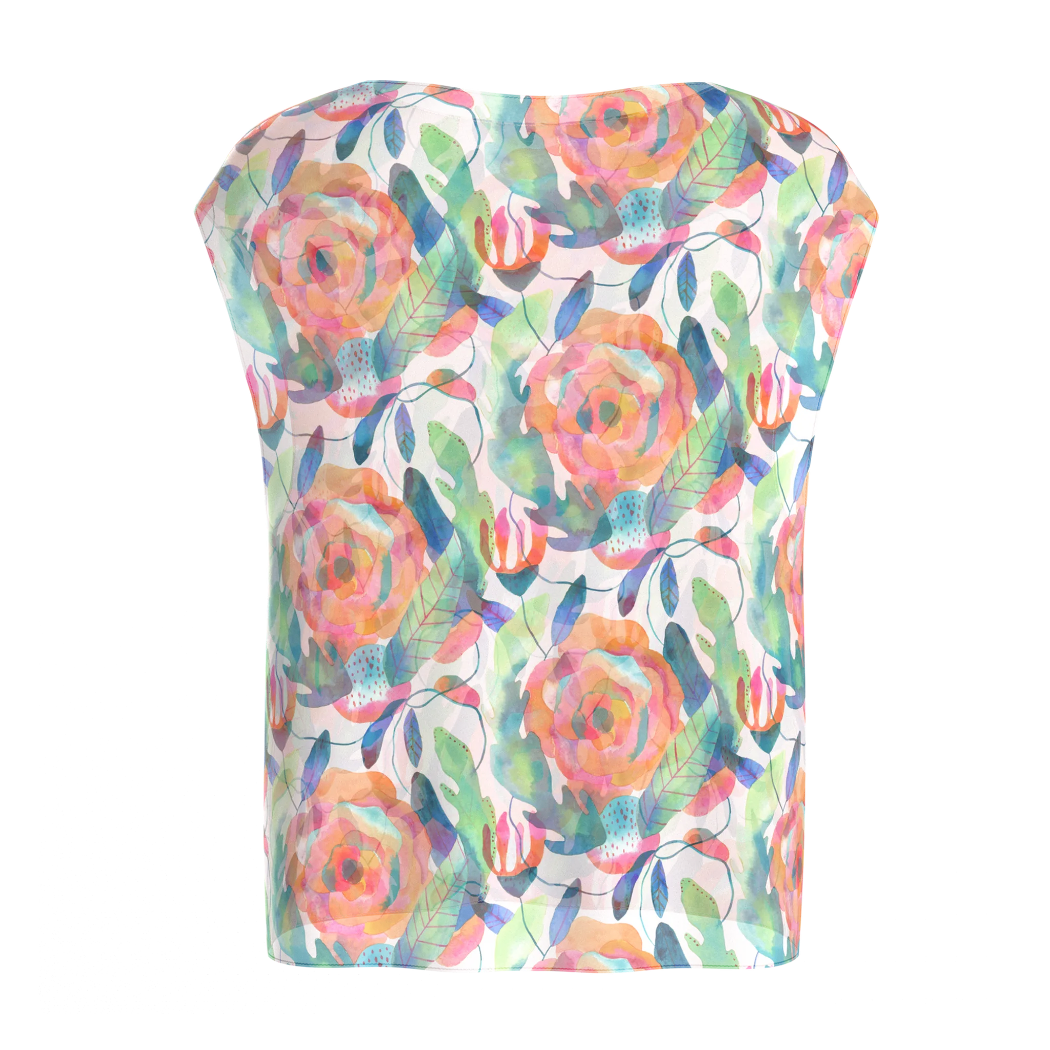 Boat Neck Blossoms Blouse
