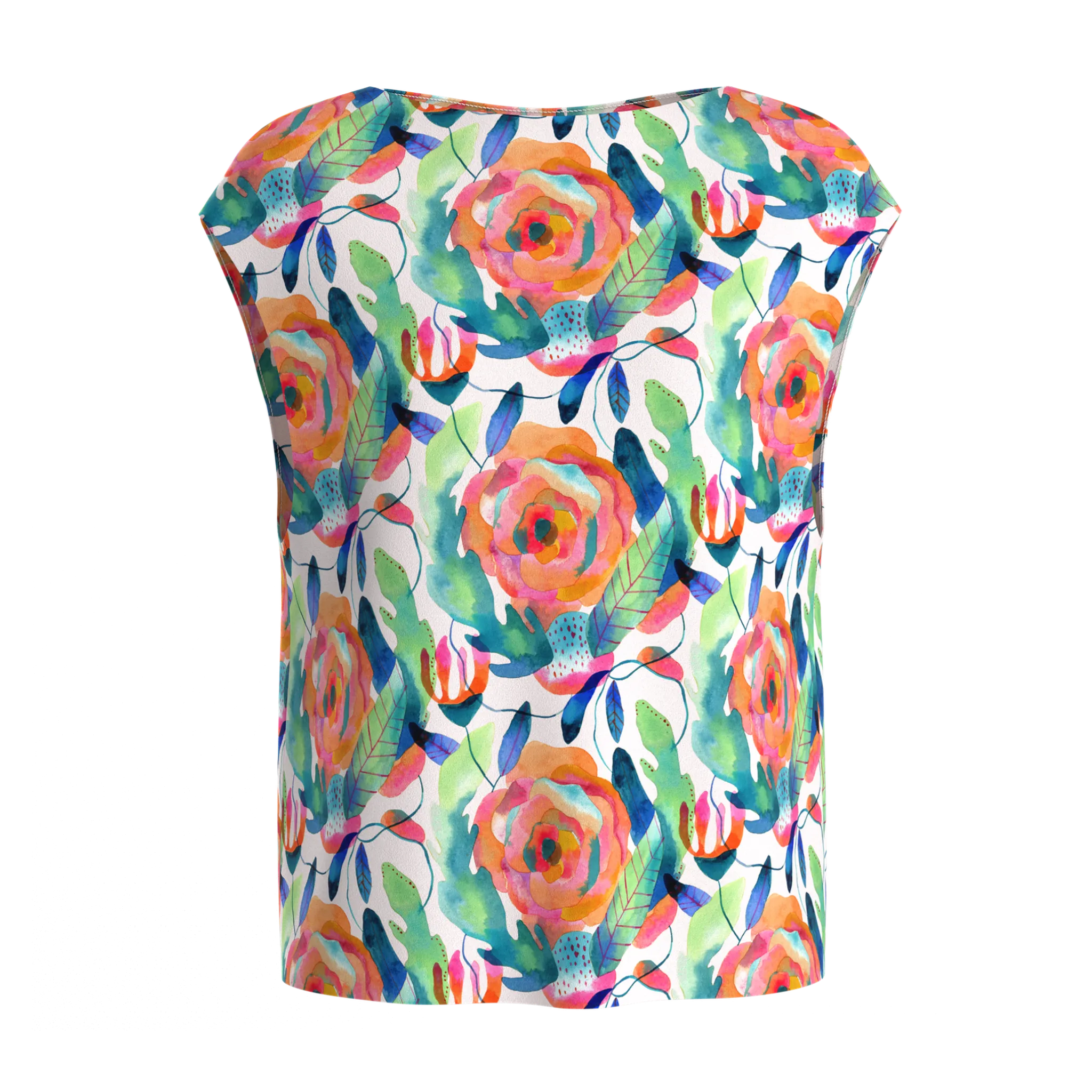 Boat Neck Blossoms Blouse