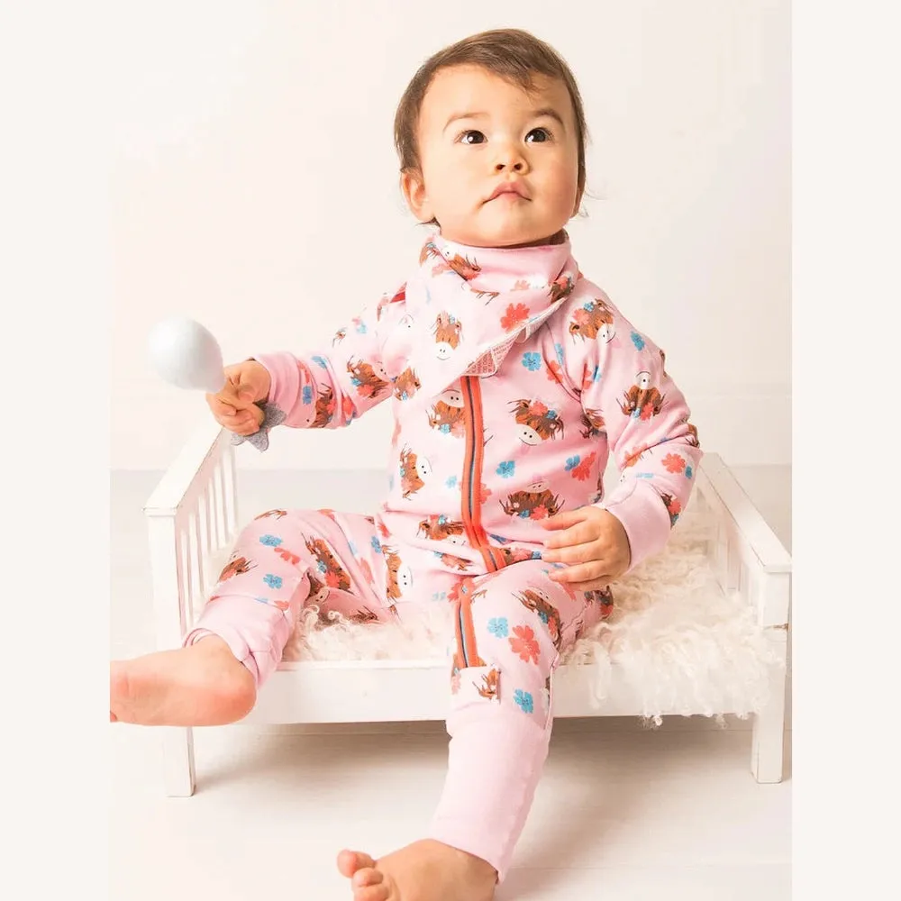 Bonnie Highland Cow Zip Romper