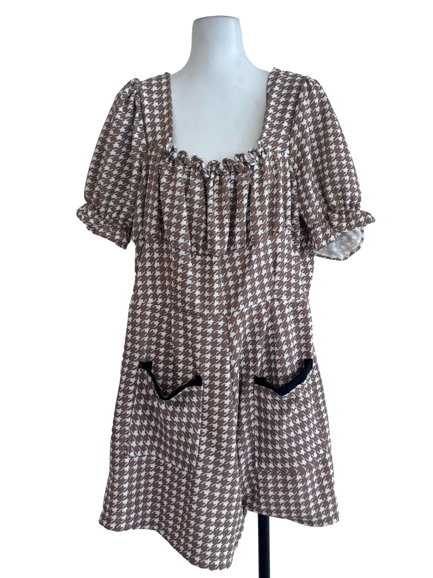 Brown Patterned Rompers