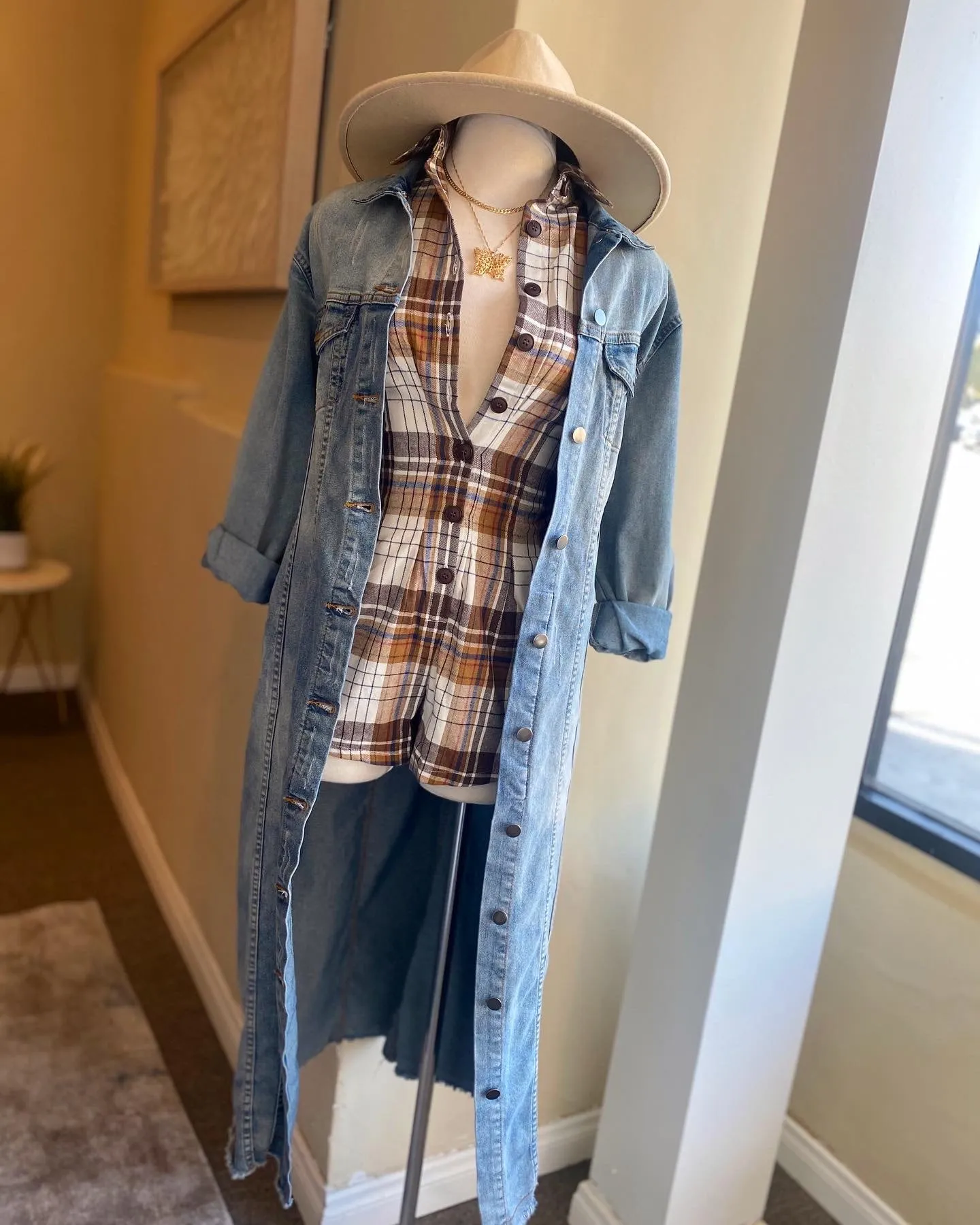 Button Down Plaid Romper