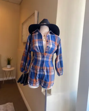 Button Down Plaid Romper
