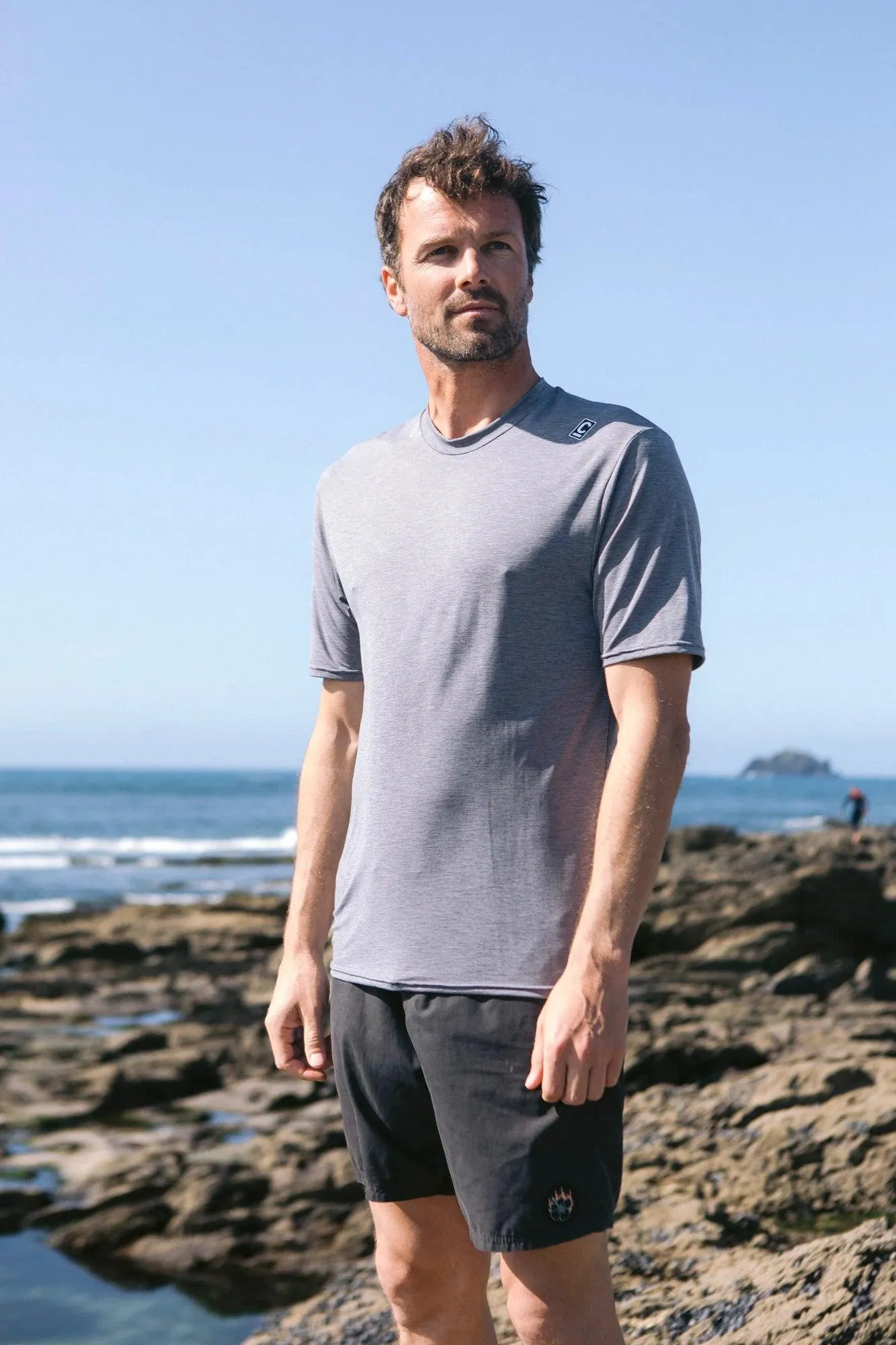 C-Skins Nuwave UV Mens SS Surf Rash Tee Deep Grey