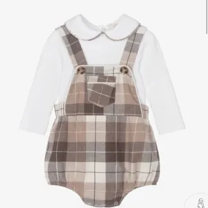 Caramelo kids woven check bib and brace 1024630
