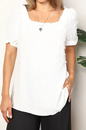 Carrie Swiss Dot Puff Sleeve Square Neck Blouse - Online Exclusive