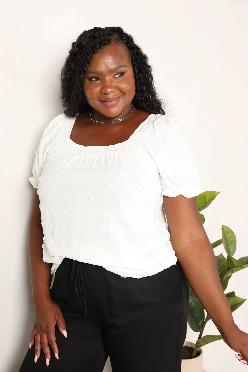 Carrie Swiss Dot Puff Sleeve Square Neck Blouse - Online Exclusive