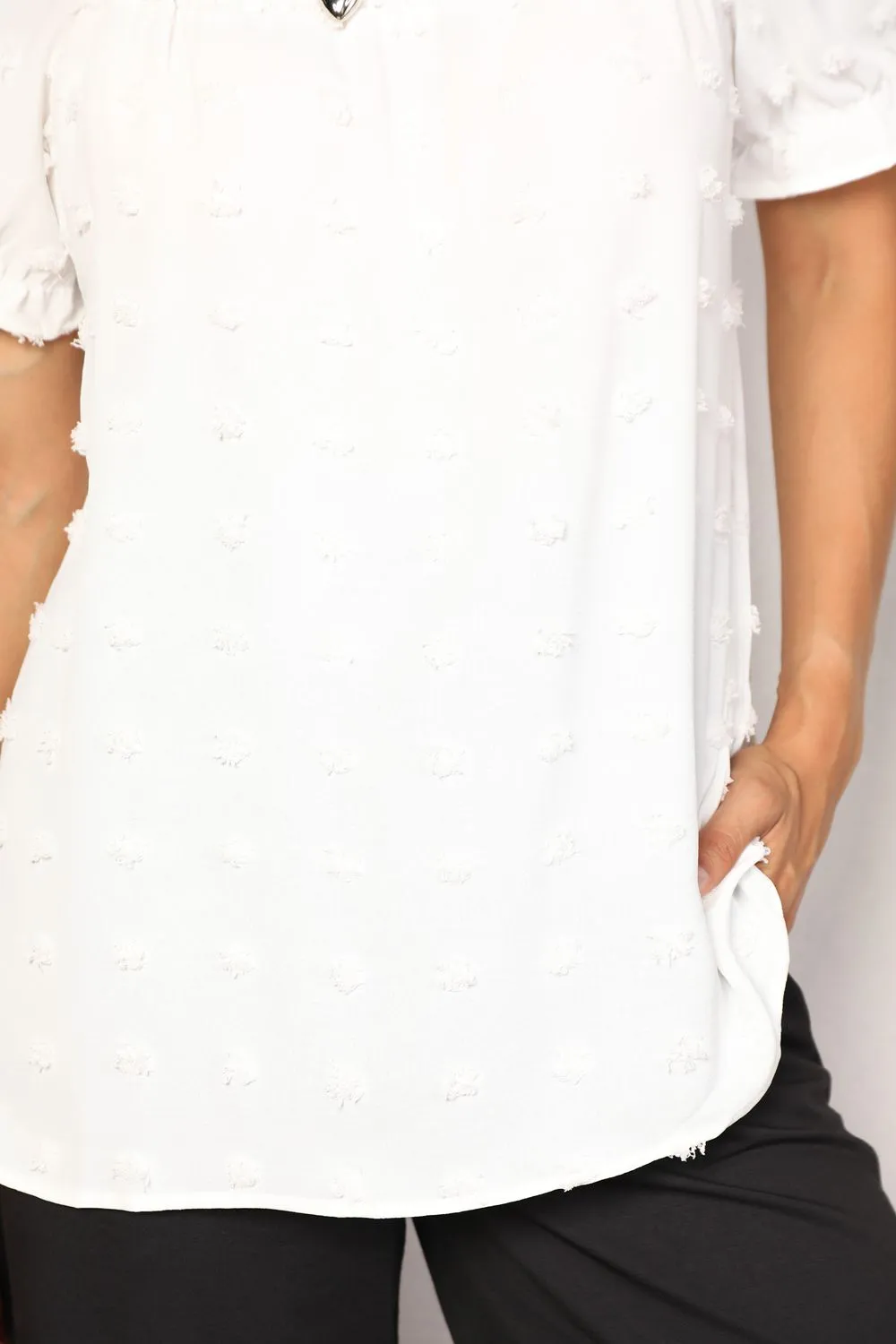 Carrie Swiss Dot Puff Sleeve Square Neck Blouse - Online Exclusive