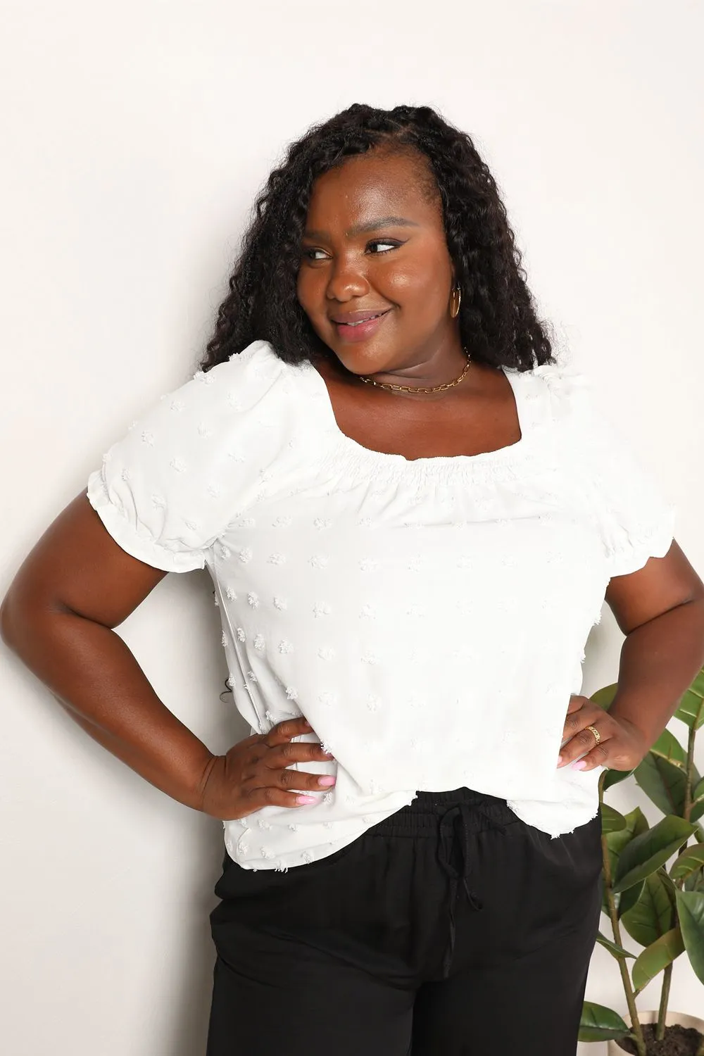 Carrie Swiss Dot Puff Sleeve Square Neck Blouse - Online Exclusive