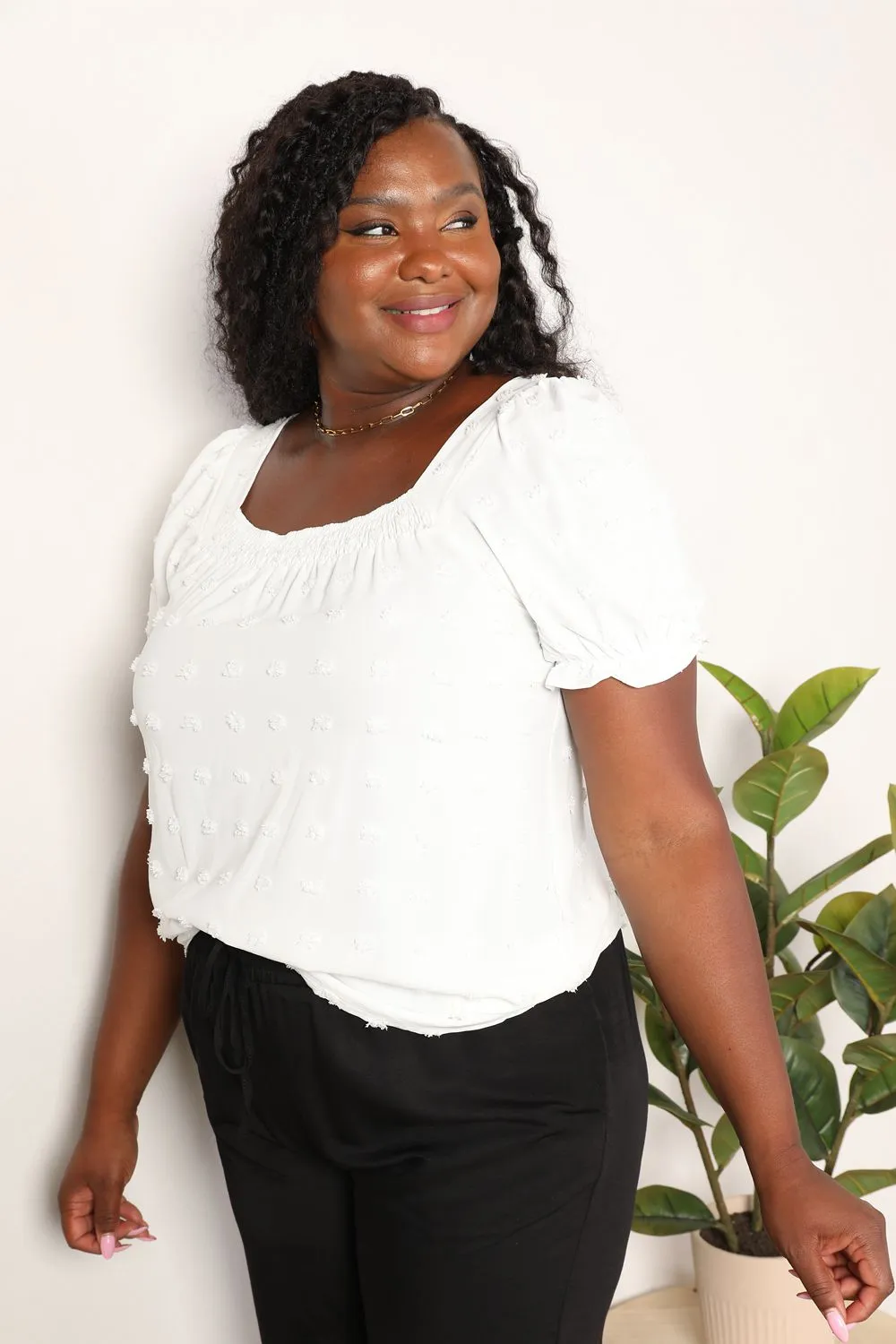 Carrie Swiss Dot Puff Sleeve Square Neck Blouse - Online Exclusive
