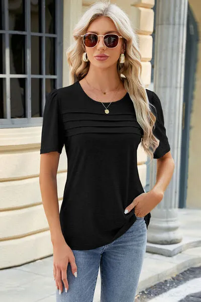 Chalise Ruched Round Neck Short Sleeve T-Shirt