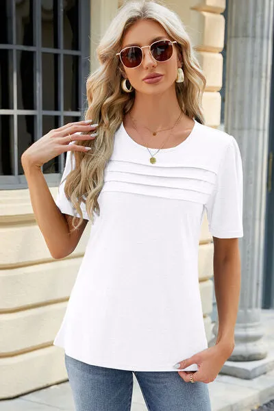 Chalise Ruched Round Neck Short Sleeve T-Shirt