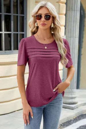 Chalise Ruched Round Neck Short Sleeve T-Shirt