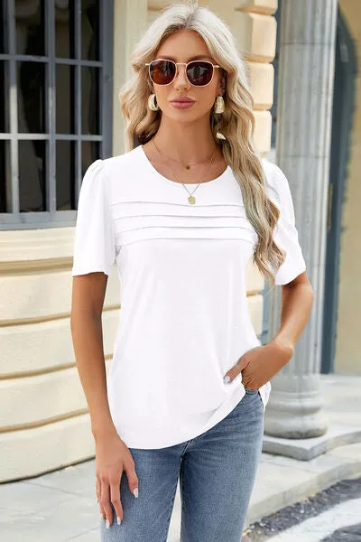 Chalise Ruched Round Neck Short Sleeve T-Shirt