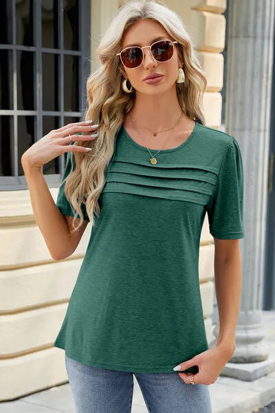 Chalise Ruched Round Neck Short Sleeve T-Shirt