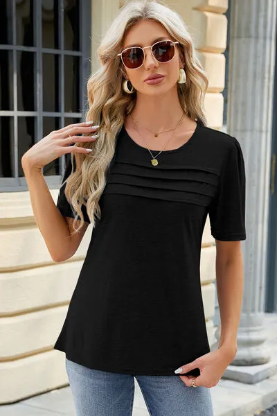 Chalise Ruched Round Neck Short Sleeve T-Shirt