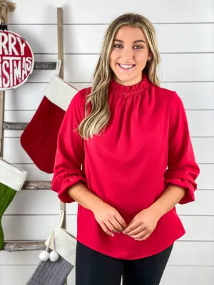 Chic Holiday Blouse - Red - Restocked!!