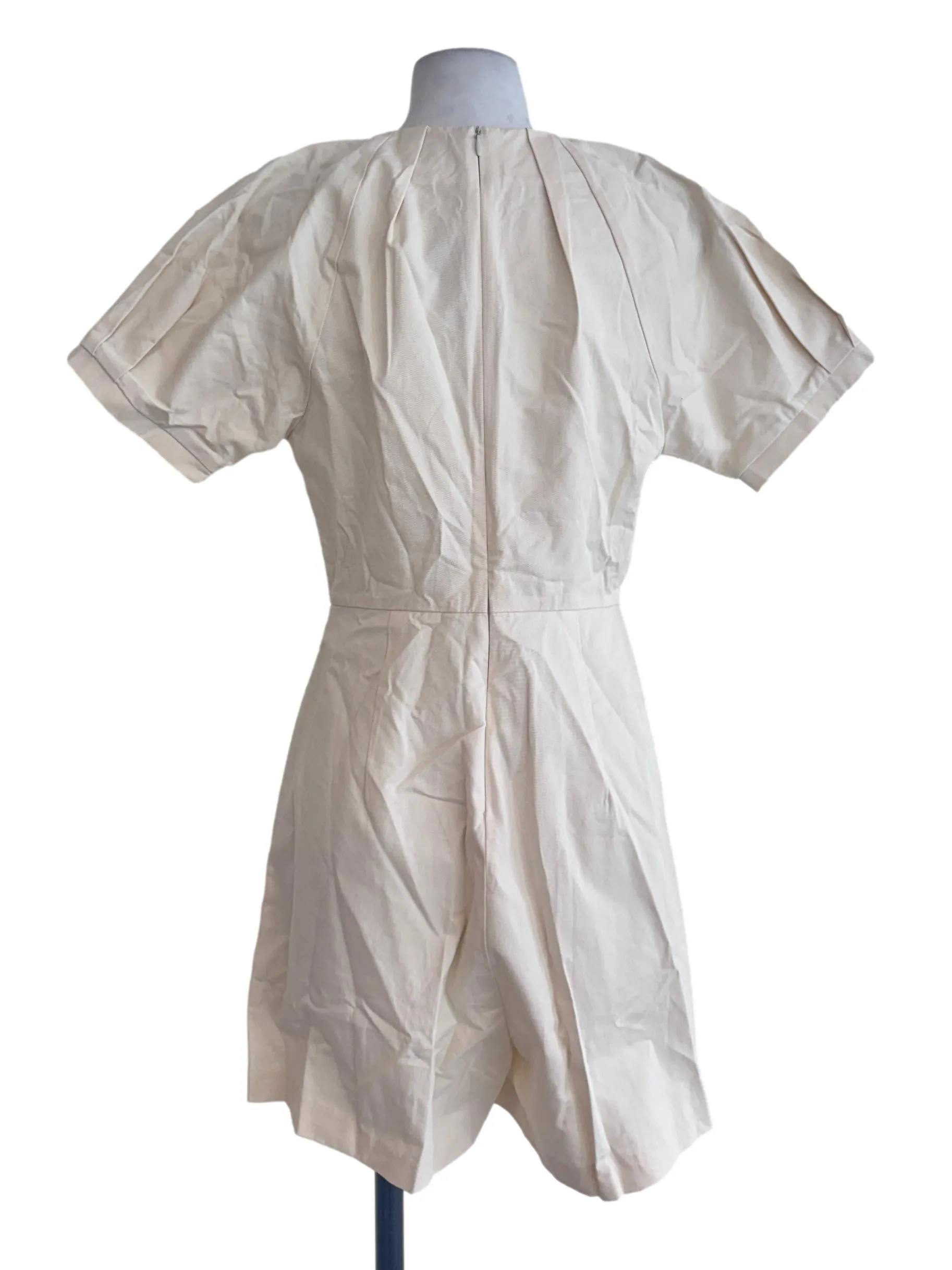 Cream Puffed Sleeves Rompers