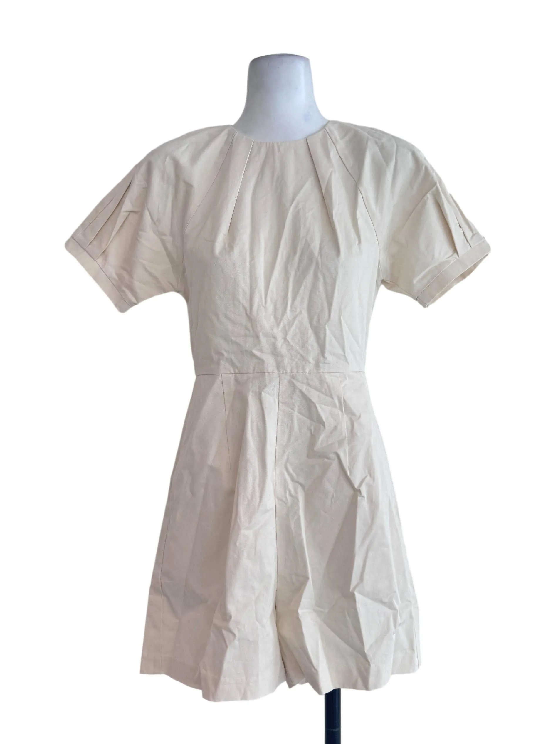 Cream Puffed Sleeves Rompers