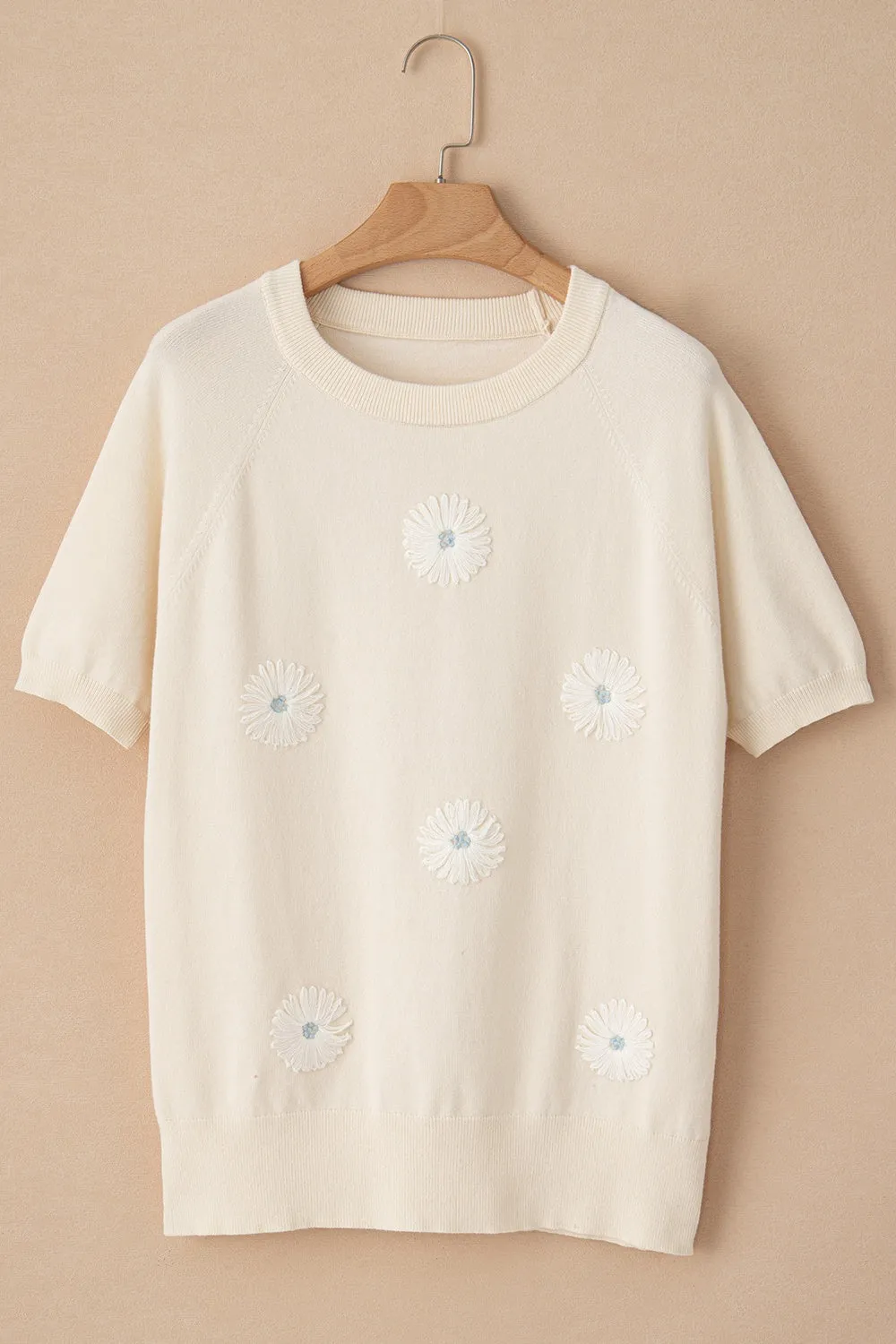 Dani Daisy Round Neck Short Sleeve Knit Top