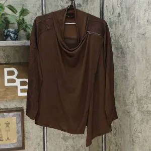DG2 by Diane Gilman Women's Eco Ponte Drape Front Easy Jacket Espresso Large