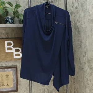 DG2 by Diane Gilman Women's Eco Ponte Knit Drape Front Easy Jacket Navy Large