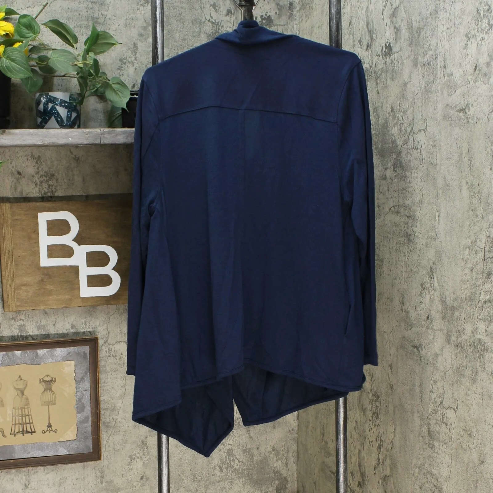 DG2 by Diane Gilman Women's Eco Ponte Knit Drape Front Easy Jacket Navy Large